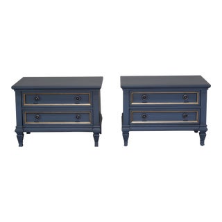 Mid Century Blue Gray Nightstands, a Pair For Sale