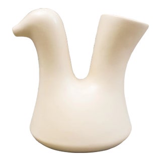 Mid 20th Century Josephine Baker Jean Varoqueaux Vintage White Ceramic Art Pottery Pitcher For Sale