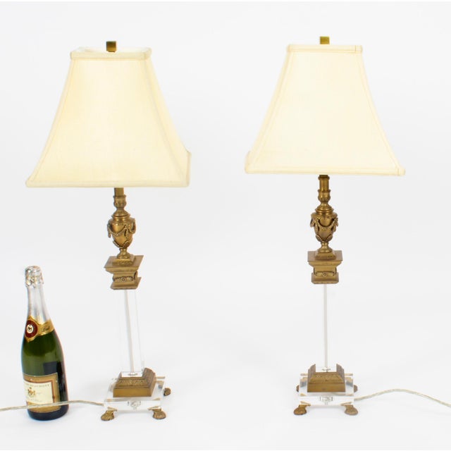 Mid 20th Century Ormolu & Glass Corinthian Column Table Lamps, 1950s, Set of 2 For Sale - Image 18 of 18
