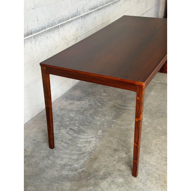 Elegant Rosewood Executive Writing Desk With Single Drawer Danish Mid-Century Modern 1960s For Sale - Image 10 of 11