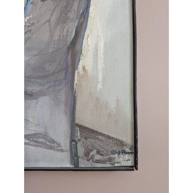 Gray Mid-Century Modern 'The Gentleman' Vintage Swedish Figurative Portrait Oil Painting, Framed For Sale - Image 8 of 13