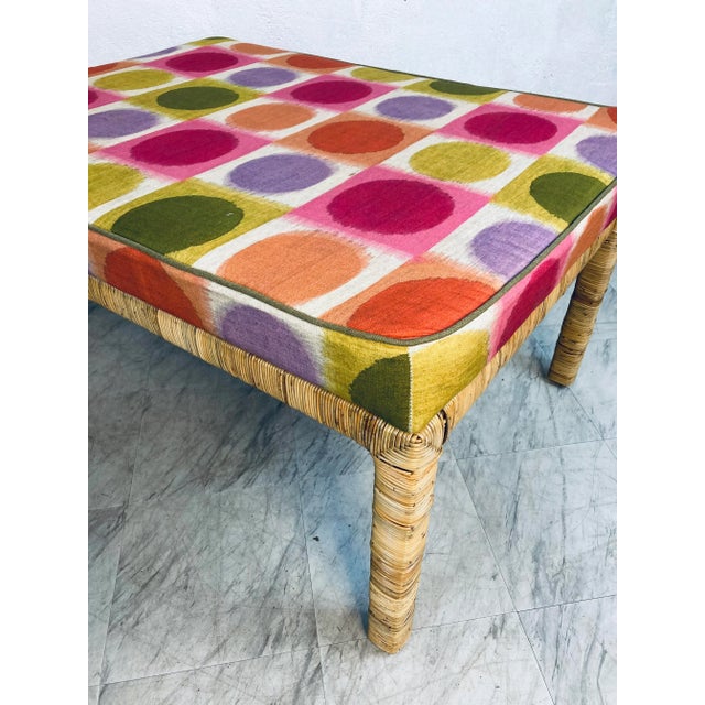 Bielecky Brothers Rattan Wrapped Bench With Custom Cushion For Sale In Charleston - Image 6 of 12