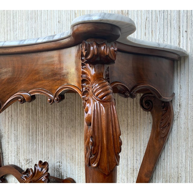 19th French Regency carved walnut console table with marble top 19th century French Regence style beautifully carved with...