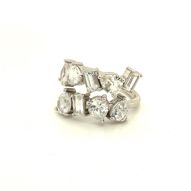 Natural Sapphire Ring 14k W Gold 5.76 TCW Certified For Sale - Image 4 of 14