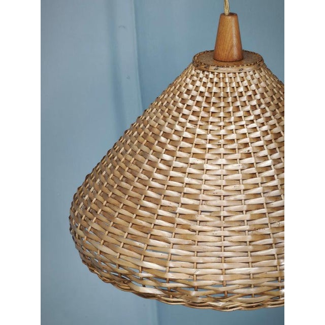 Gold Czechoslovak Rattan and Wood Swing Arm Wall Lamp, 1960s For Sale - Image 8 of 13