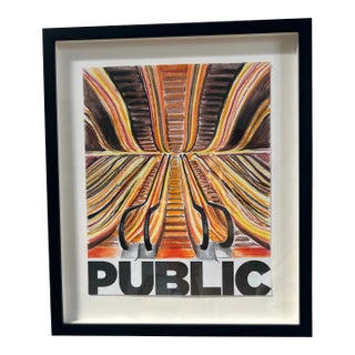 ‘Welcome to the Public’ Framed Original Pastel Drawing 1/1 For Sale
