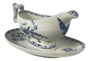Carmen Gravy Boat in Blue Earthenware from Sarreguemines, 1875-1900