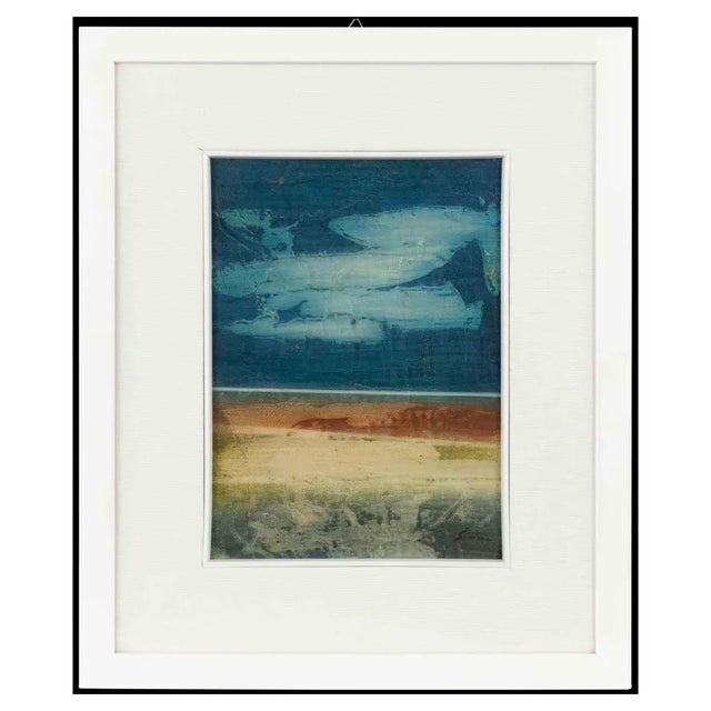 Mario Sinisca, Blue Horizon, Original Mixed Media, 1960s For Sale