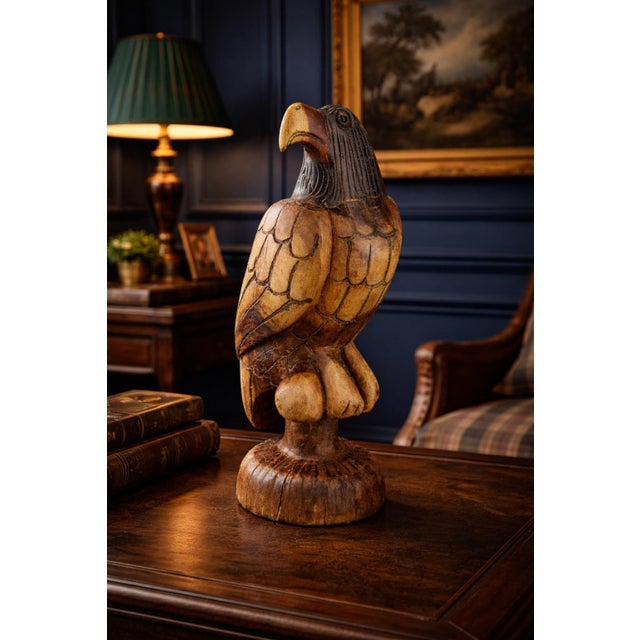 Americana Hand-Carved Wood Eagle Sculpture Folk Art For Sale - Image 12 of 12