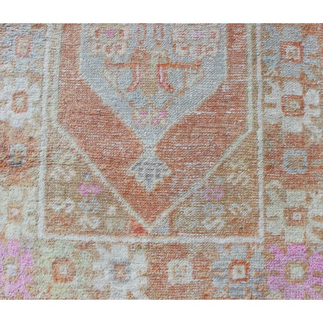 Vintage Turkish Oushak Rug With Terracotta and Soft Pastel Accents 2'7 X 4'2 For Sale In Atlanta - Image 6 of 8