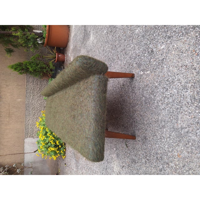 Wood Bench in Light Wood with Green Fabric, 1960s For Sale - Image 7 of 14