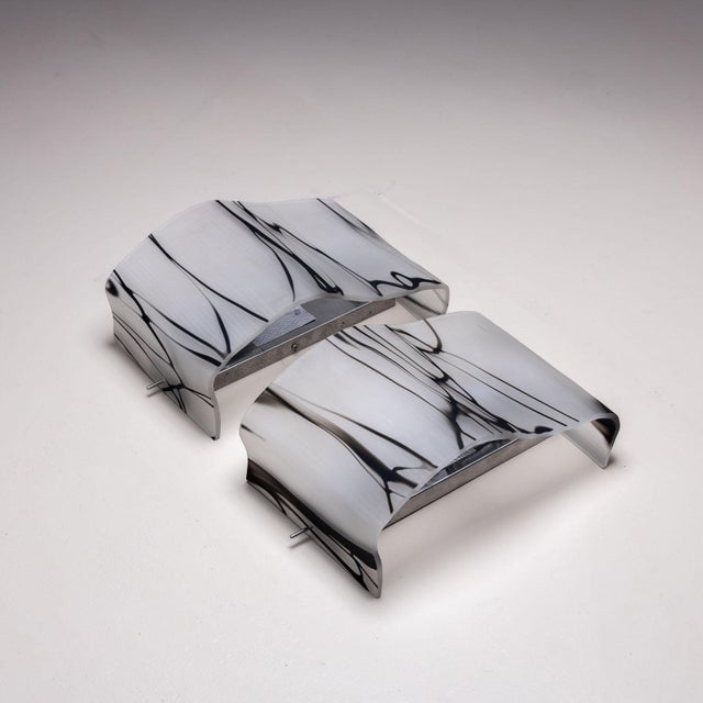 Glass Pair of Italian Sconces with Glass Shades, Mid-20th century For Sale - Image 7 of 9