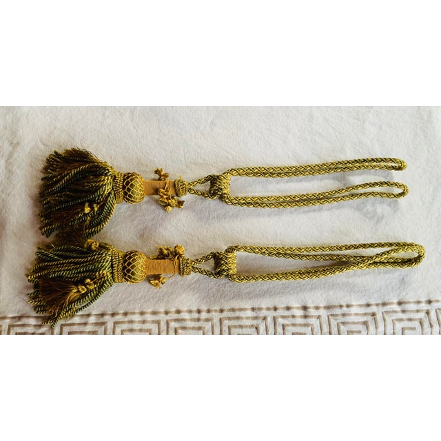 Gold Elegant French Curtain Tiebacks - St. Germain Brocante Find For Sale - Image 8 of 12