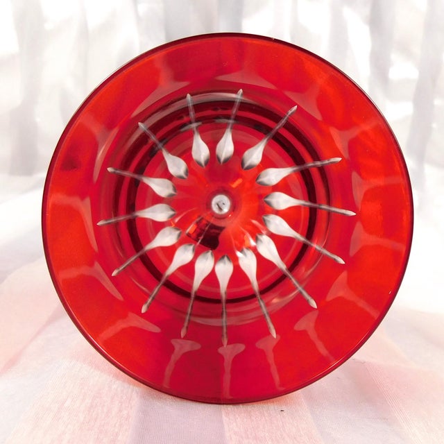 1970s Le Sielle Lot of Six Pink Crystal Cut to Clear Water Goblets For Sale - Image 4 of 5