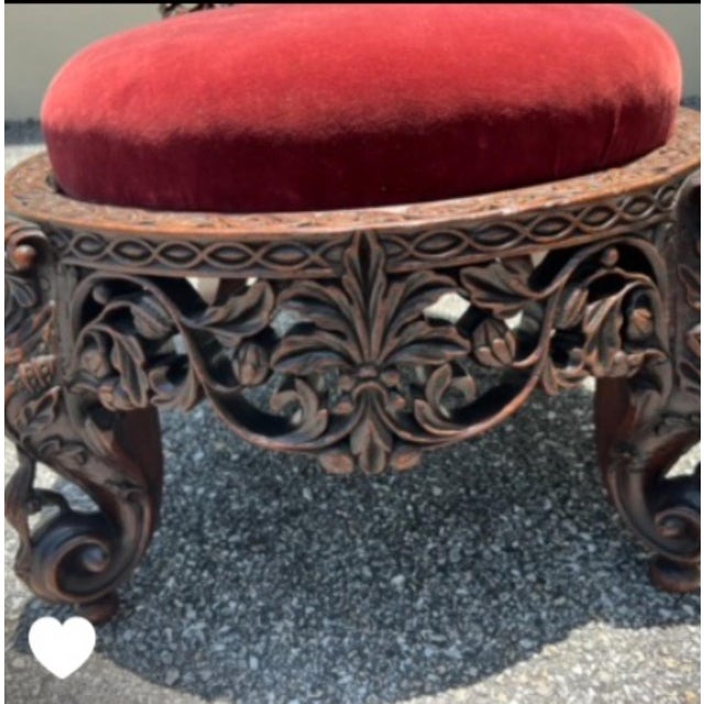 19th Century Victorian Wood Hand Carved Anglo Indian Burmese Chair For Sale - Image 10 of 12