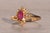 Metal Tres Calle: 1980s Original Ruby and Diamond Ring in Yellow Gold For Sale - Image 7 of 12
