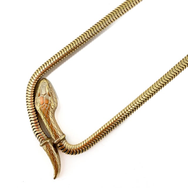 Gold Vintage Gold-Plated Snake Necklace, 1950s For Sale - Image 8 of 9