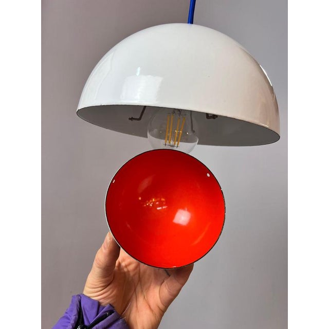 Orange Flowerpot Pendant Lamp in White Enamel by Verner Panton for Louis Poulsen For Sale - Image 8 of 11