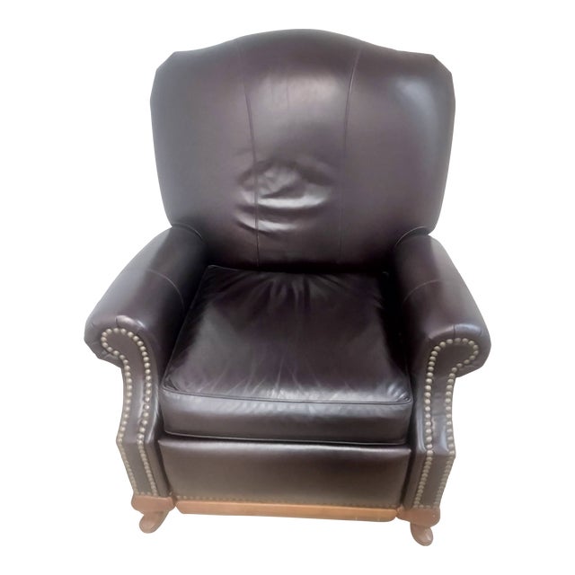 Thomasville Leather Recliner With Nailhead Trim Chairish