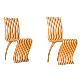 Schizzo Chairs in Beech and Chrome by Ron Arad for Vitra, Germany, 1980s, Set of 2 For Sale