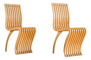 Schizzo Chairs in Beech and Chrome by Ron Arad for Vitra, Germany, 1980s, Set of 2