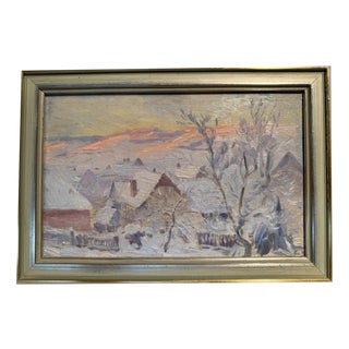 Heinrich Pforr, View of Heinrich Pforrs Childhood Home, Oil Painting on Cardboard, Framed For Sale