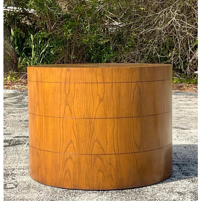 Wood Late 20th Century Vintage Boho Three Band Wood Drum Table For Sale - Image 7 of 7