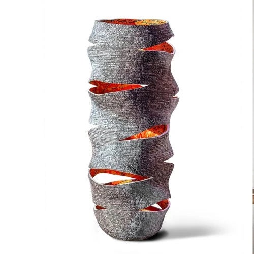 Black Stone Wave Candle Lantern - Ember Series For Sale - Image 4 of 6