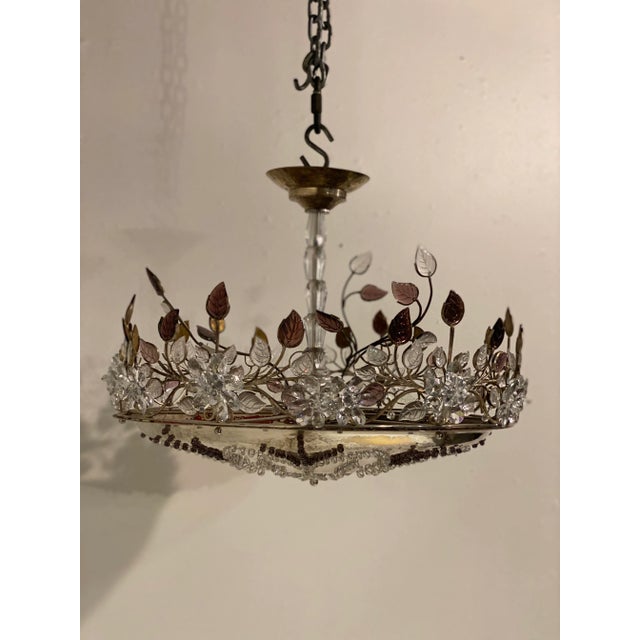 A circa 1940's French silver plated chandelier with amethysts crystals