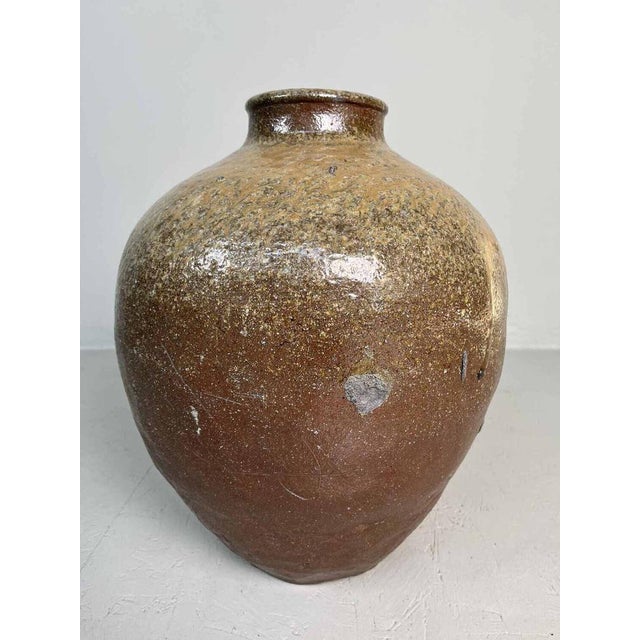 Japanese Tea Leaf Jar in Brown Ceramic For Sale - Image 3 of 17