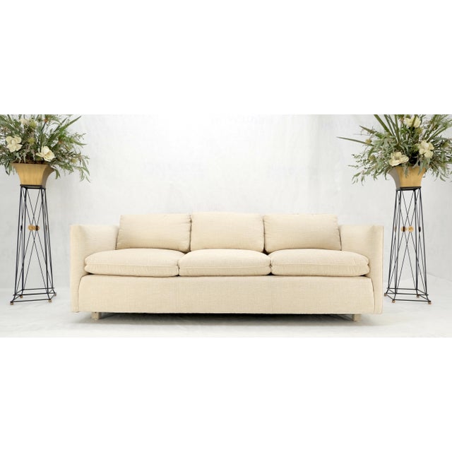 Custom Design Mid-Century Modern Beige Upholstery Box Shape Sofa Mint! For Sale - Image 13 of 18