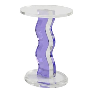 1980s Postmodern Haziza Purple Lucite Side Table For Sale