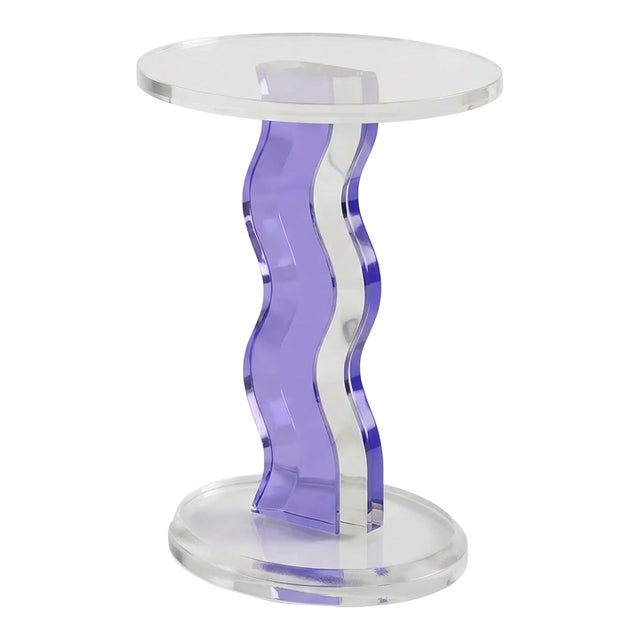 1980s Postmodern Haziza Purple Lucite Side Table For Sale