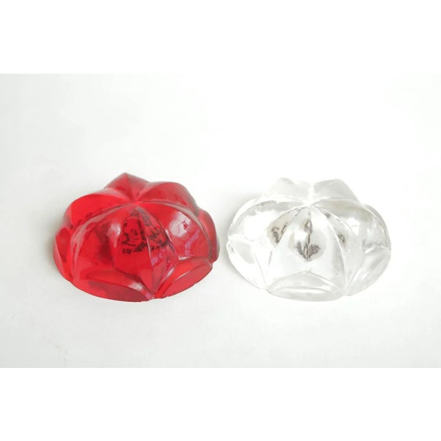 1990s Norman Mercer Lucite Flower Orb Red and Clear Paperweights Pair Of For Sale - Image 13 of 13