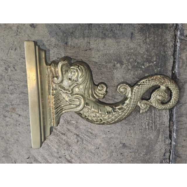 Pair of Virginia Metalcrafters Brass Dolphin Andirons Rare For Sale In Cleveland - Image 6 of 13