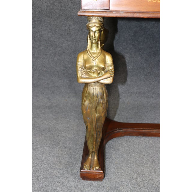 Antique French Empire Style Bronze Mounted Figural Partners Desk For Sale - Image 10 of 10