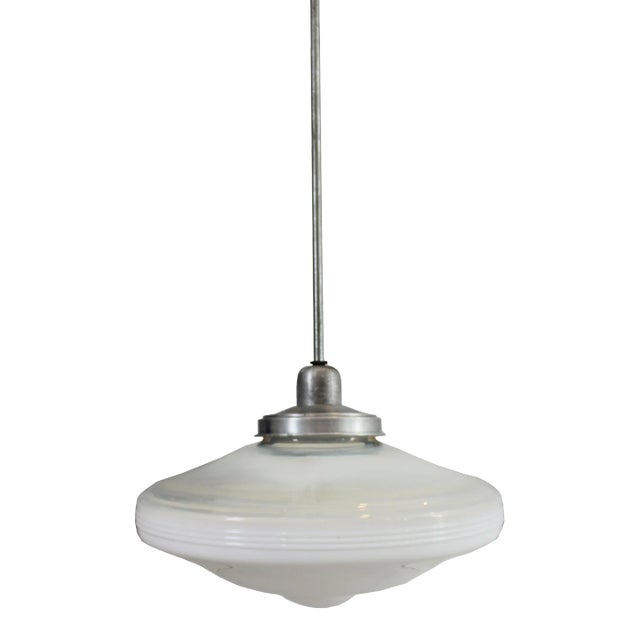 1930s Art Deco Flying Saucer Pendant Light For Sale
