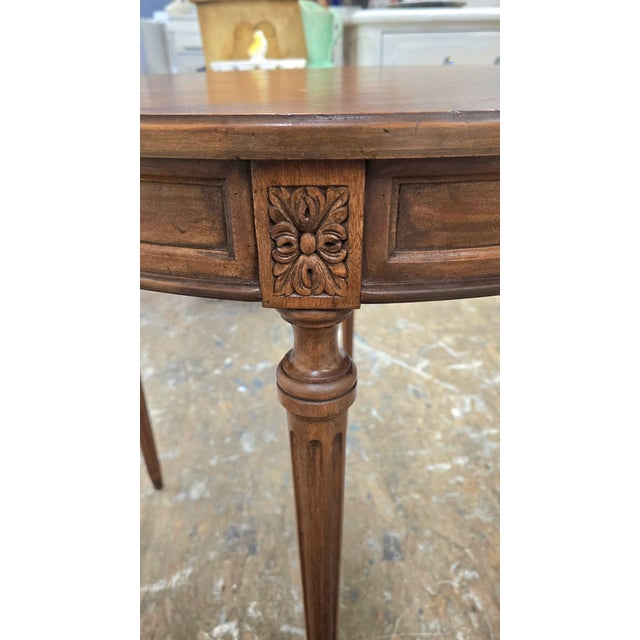 Burnt Umber Vintage Round Side Table Tapered Legs For Sale - Image 8 of 11
