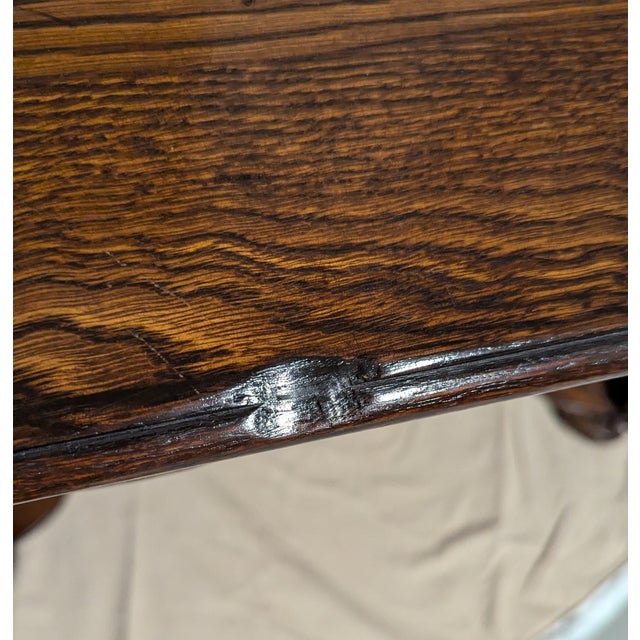 Antique Oak William & Mary Side Table With Cross Stretcher For Sale - Image 14 of 15