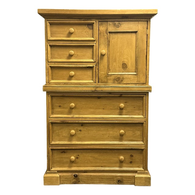 Rustic Scrubbed Pine Farmhouse Chest of Drawers For Sale