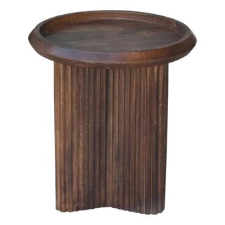 Olmira Round Wooden Side Table by Loomlan For Sale
