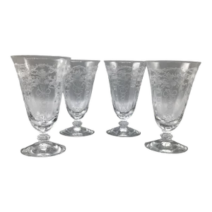 Vintage Fostoria Crystal Footed Tumbler in Corsage Pattern-Set of 4