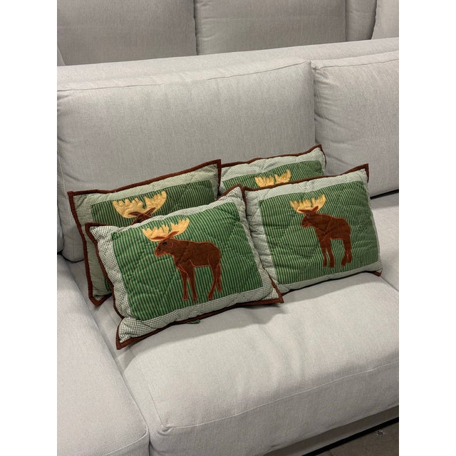 White Arrows Home Moose Appliqué Pillows, Set of Four For Sale - Image 9 of 12