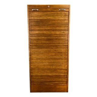 Roller Shutter Cabinet in Oak, 1950s For Sale