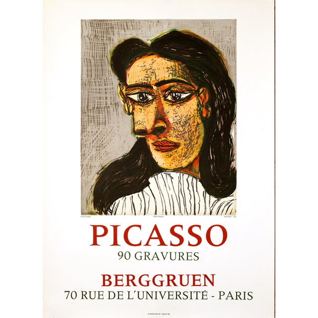 TETE DE FEMME III (DORA MAAR) — BERGGRUEN — 90 GRAVURES — PABLO PICASSO — 1971 Original exhibition poster published by...