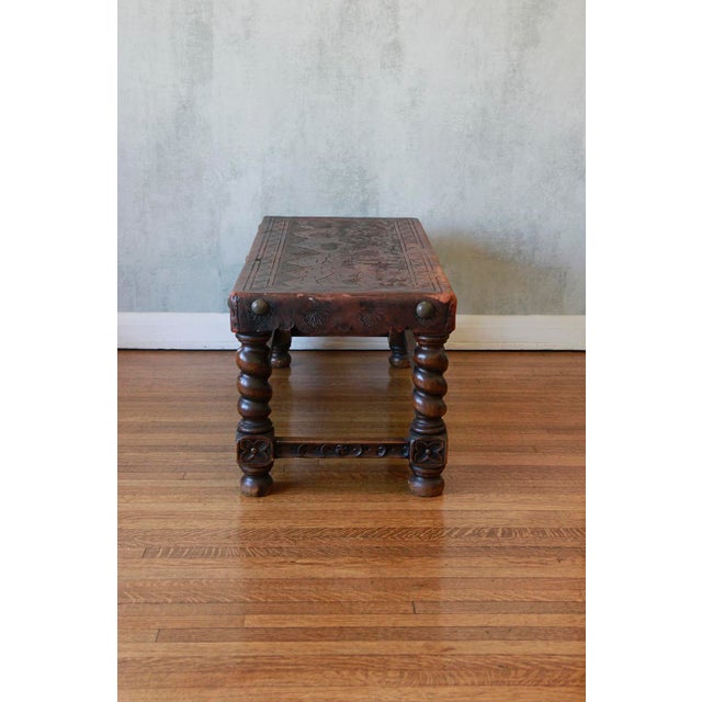 Rustic Rustic Peruvian Hand-Tooled Leather Coffee Table or Bench, Circa 1970 For Sale - Image 3 of 15