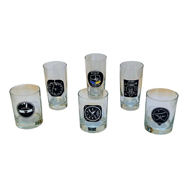 Mid 20th Century Aviation Glasses- Set of Six For Sale