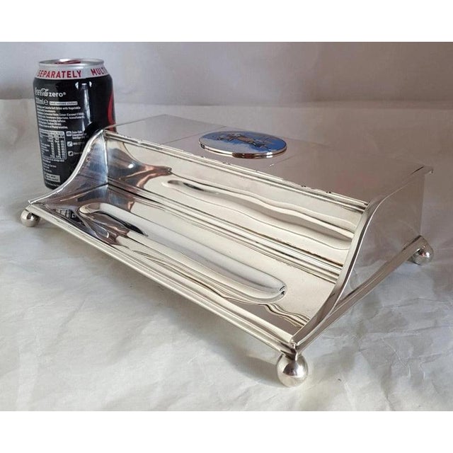 Sterling Silver & Cut Glass Aviation Inkwell Stand from C F Hancock, London, 1911 For Sale - Image 10 of 11
