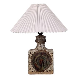 1960s Danish Modern Beige Glazed Ceramic Table Lamp For Sale
