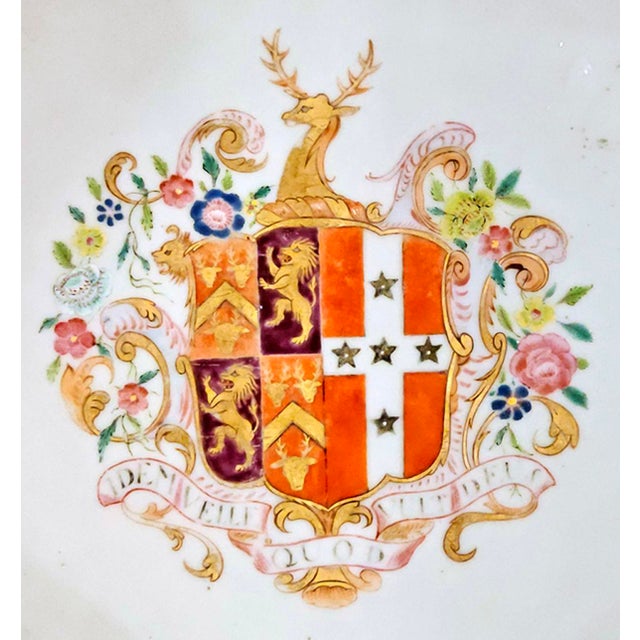 White Mid 18th Century Chinese Export Porcelain Armorial Dish Arms of Hugget Quarterly Impaling Randolph For Sale - Image 8 of 9